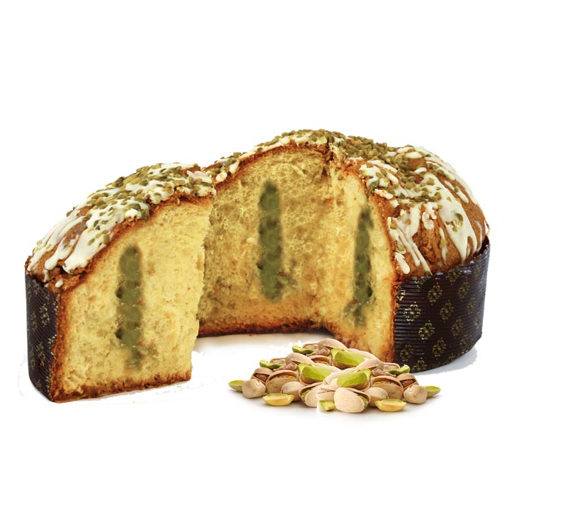 Panettone Fraccaro avec crème Pistache in celophan 750 gr.